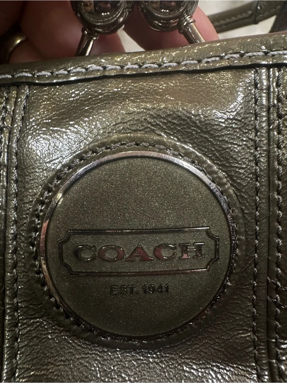 Coach Signature Stitch Kisslock Tote